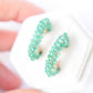 Green Onyx Encrusted Glitzy Hoop Earrings