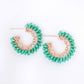 Green Onyx Encrusted Glitzy Hoop Earrings