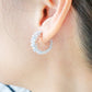 Blue Aquamarine Encrusted Glitzy Hoop Earrings
