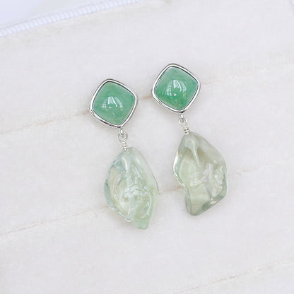 Green Aventurine and Green Amethyst Earrings