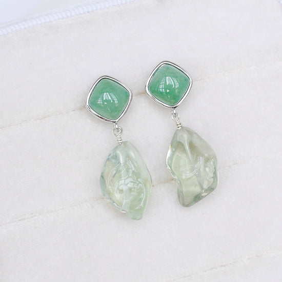 Green Aventurine and Green Amethyst Earrings