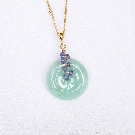 Green Jade with Tanzanite Vine Necklace