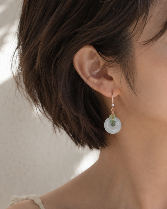 Dapped Hook Earrings with Jade & Green Jasper Vine