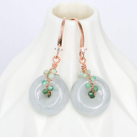 Dapped Hook Earrings with Jade & Green Jasper Vine