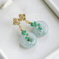 Intricate Ear Studs with Jade & Green Onyx Vine