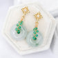 Intricate Ear Studs with Jade & Green Onyx Vine