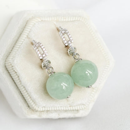 Luxe Chain Link Hoops with Apple Green Jade