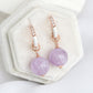 White Enamel Glow Hoops with Pink Amethyst