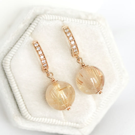 CZ Hoops with Golden Rutile Quartz
