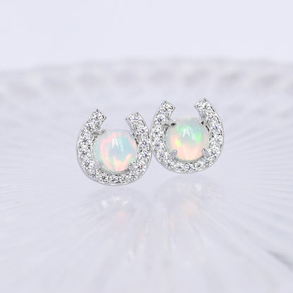 Horseshoe Opal Earrings