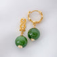 Intricate Ear Hoops with Nephrite Jade