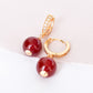 CZ Hoop Earrings with Red Agate