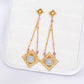 Intricate Ear Studs with Dangling Peranakan Tile Lavender Jade