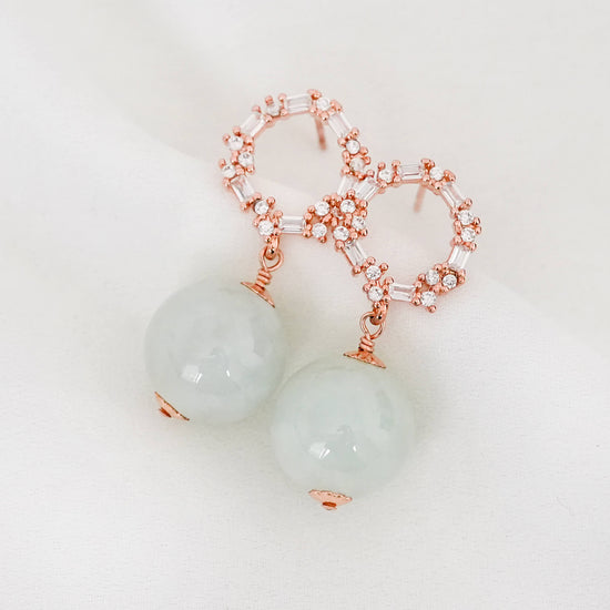 Constellation Ear Studs with Mint Green Jade Beads