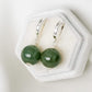 Chic Ear Hoops with Olive Green Jade Beads