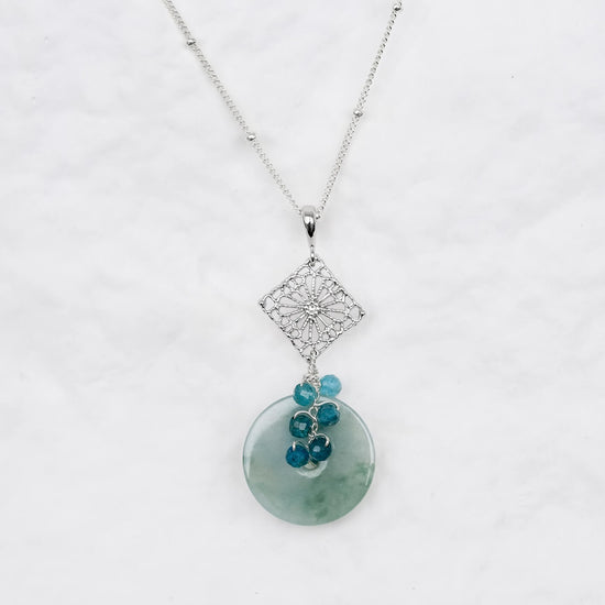 Petite Peranakan Jade and Apatite Vine Necklace - JN255