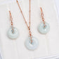 Light Green Jade with Aquamarine Vine Earrings and Necklace Set