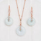 Light Green Jade with Aquamarine Vine Earrings and Necklace Set
