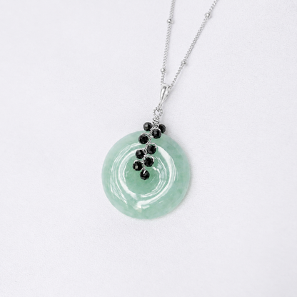 Green Jade with Black Onyx Vine Necklace