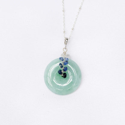 Green Jade with Blue Sapphire Vine Necklace