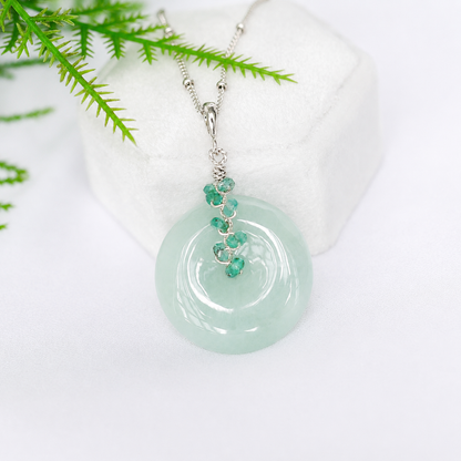 Green Jade with Emerald Vine Necklace