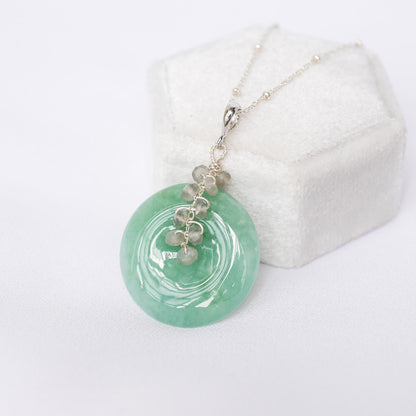 Green Jade with Gray Moonstone Vine Necklace