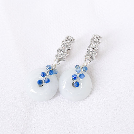 Light Blue Jade with Kyanite Vine Earrings and Necklace Set