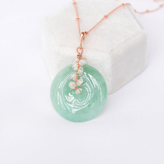 Green Jade with Moonstone Vine Necklace