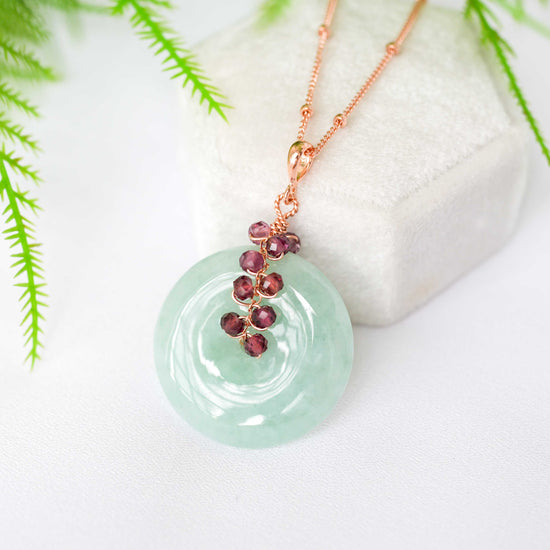 Green Jade with Purple Tunduru Sapphire Vine Necklace