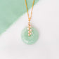 Green Jade with Peach Pearl Vine Necklace