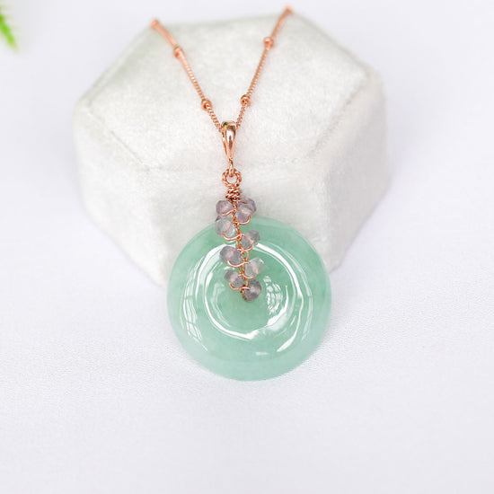Green Jade with Pink Amethyst Vine Necklace