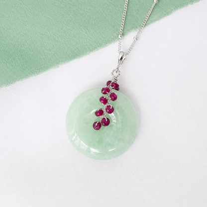 Green Jade with Ruby Vine Necklace