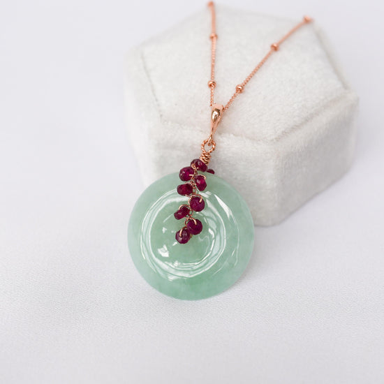 Green Jade with Ruby Vine Necklace