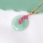 Green Jade Necklace with Pink Sapphire Vine