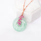 Green Jade Necklace with Pink Sapphire Vine