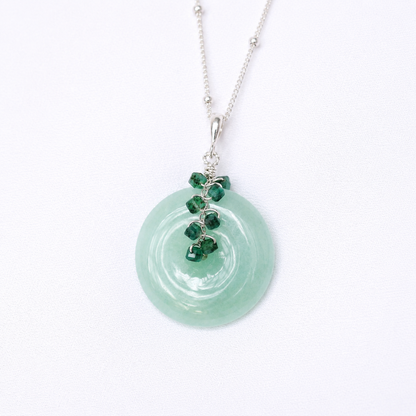 Green Jade with Square Emerald Vine Necklace