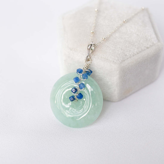 Green Jade with Square Kyanite Vine Necklace