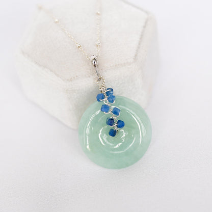 Green Jade with Square Kyanite Vine Necklace