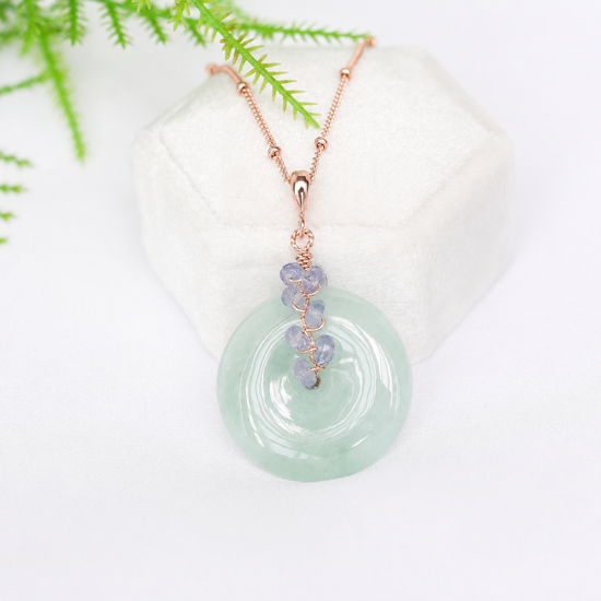Green Jade with Tanzanite Vine Necklace