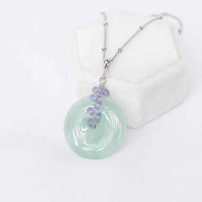 Green Jade with Tanzanite Vine Necklace
