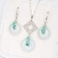 Light Green Jade with Turquoise Vine Earrings and Necklace Set
