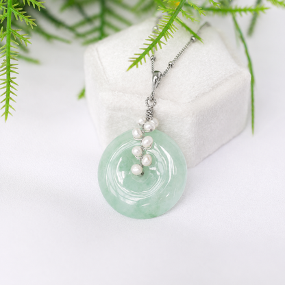 Green Jade with Pearl Vine Necklace