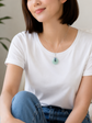 Green Jade with Pearl Vine Necklace