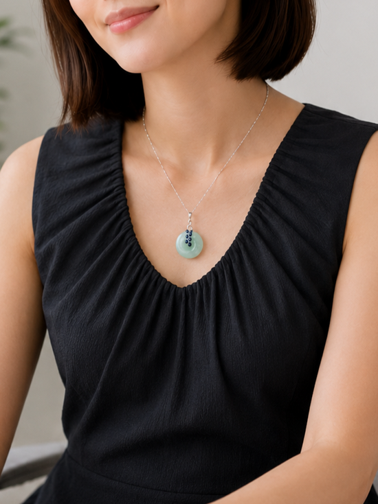 Green Jade with Square Emerald Vine Necklace