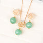 Prosperity Green Jade Earrings and Necklace Set