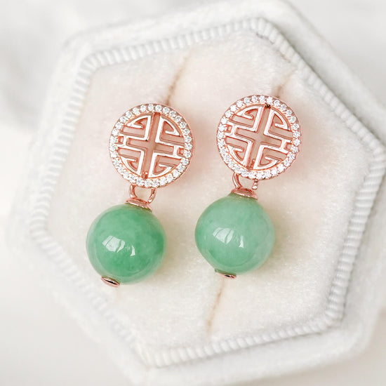 Prosperity Green Jade Earrings