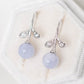 CZ Leaf Hook Earrings with Lavender Jade