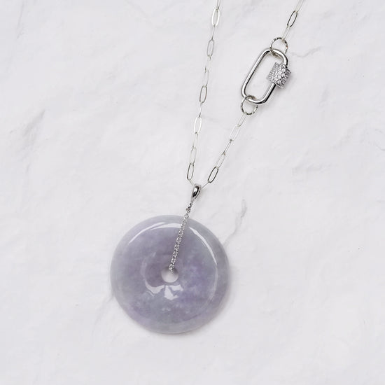 Long Lavender Jade Necklace with Lock Clasp LJN4S