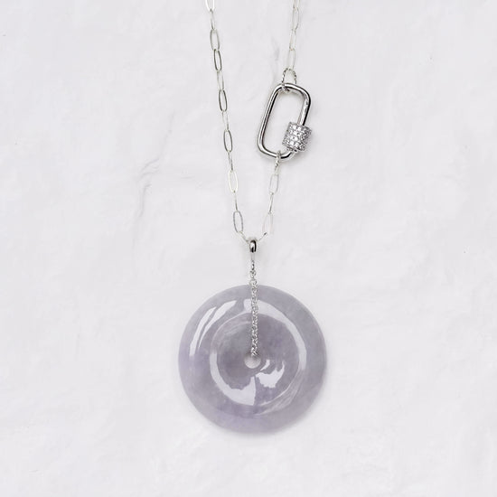 Long Lavender Jade Necklace with Lock Clasp LJN5S