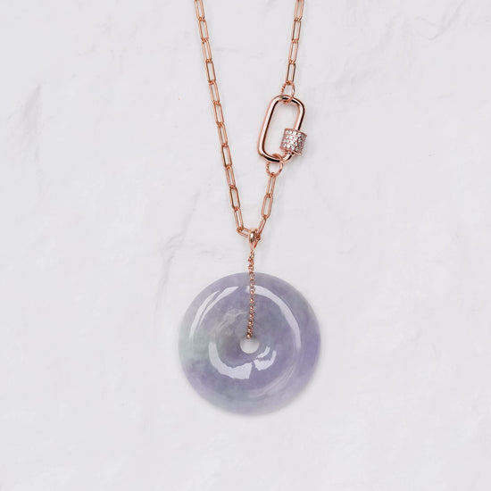 Long Lavender Jade Necklace with Lock Clasp LJN6R